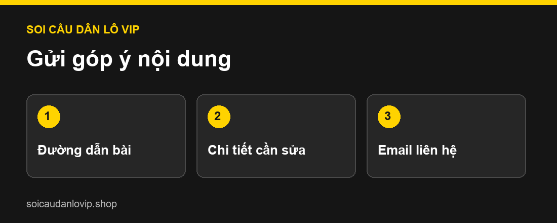 Sơ đồ gửi góp ý gồm đường dẫn bài, chi tiết cần sửa và email liên hệ